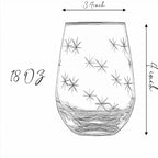 SHOSHIN Stemless Wine Glasses Set of 4 – 18oz Hand-Cut Lead-Free Crystal with Exquisite Star Pattern, Dishwasher Safe, Perfect for Parties and Weddings