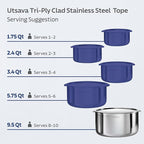 Tramontina Utsava 9.5-Quart Tri-Ply Clad Stainless Steel Tope with Lid, Extra Large Patila Pot for Indian Cooking