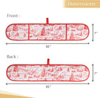 Maison d' Hermine Double Oven Mitts 100% Cotton 7"x35" Double Oven Mitt Heat Resistant BBQ Cooking Gloves with Loop, Baking, Grilling, Home, Kitchen, Handling Hot Pans (Winter Jouy)