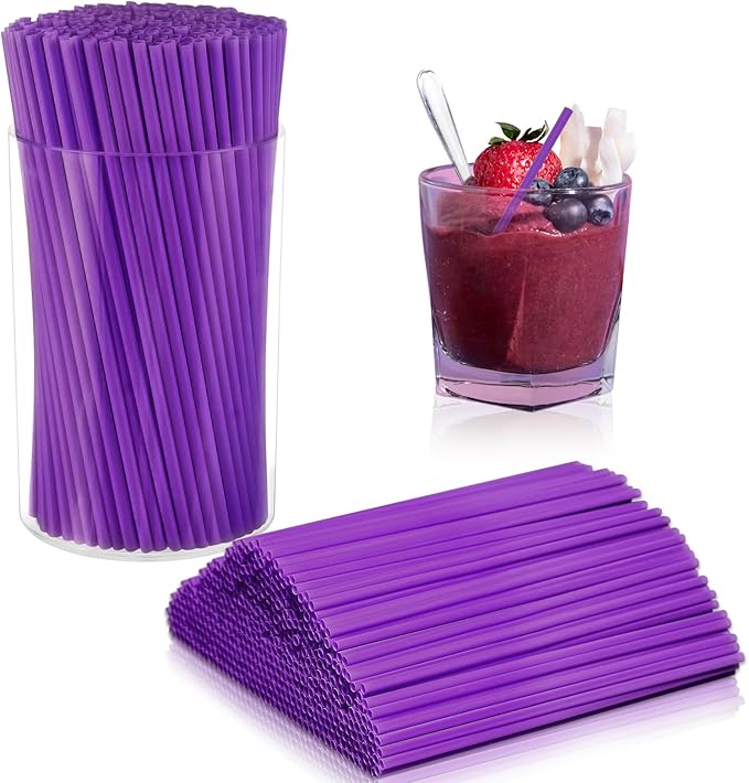 500 Pcs Neon Purple Acrylic Coffee Stirrers Set - Holder, Stir Straws for Milk, Cocktail Drinks - Home, Kitchen, Party Supplies