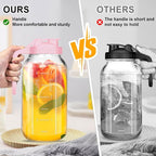 Mason Jar Pitcher, 64 OZ Breast Milk Pitcher Double Leak Proof with Pour Spout Handle, Wide Mouth Iced Tea Pitcher for Fridge, Creamer Container for Coffee, Sun Tea juice (Pink,2 Pack)