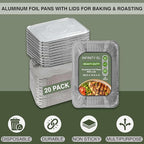 INFINITY EL Disposable Aluminum Foil Pans with Lids 20 Pack | Full Shallow 20.5" x 12.5" x 2" Heavy Duty Foil Pan | Aluminum Baking Pans for Roasting Turkey, Lasagna, Thanksgiving, Christmas, Parties