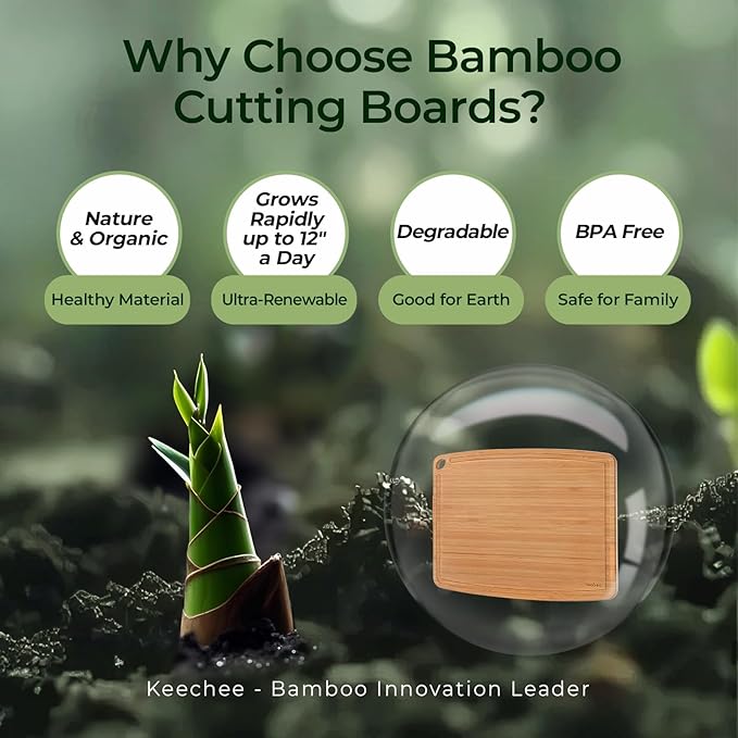 Dishwasher Safe Carbonized Bamboo Wood Cutting Boards for Kitchen with Juice Groove, Wooden Charcuterie & Chopping for Fruit, Vegetables & Cheese, Durable, Lightweight, Water-Resistant