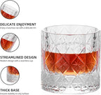 KAMMAK Crystal Whiskey Glass Set of 2, 7.44 oz (220ml) Old Fashioned Tumbler with Delicate Rim & Thick Stable Base, Hand Blown Lead-Free Barware for Scotch, Bourbon, Cocktail, 12-Facet