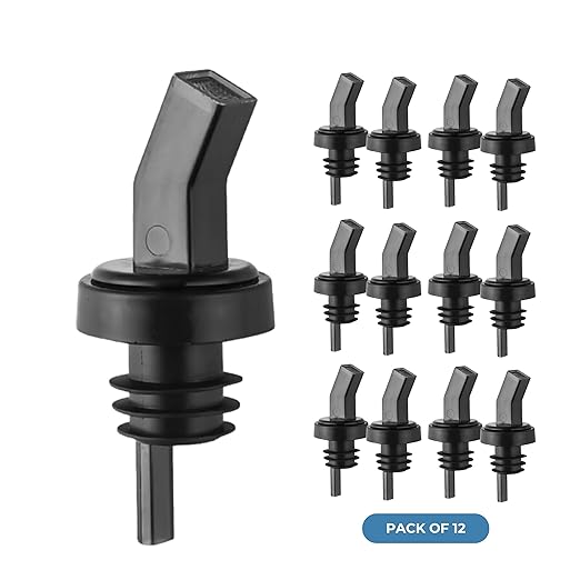 FSE SP Screened Pourer Set, Polycarbonate Square Design, Reusable and Clear, Ensures Enhanced Pour Control and Consistent Flow, Ideal for Fast-Paced Bars and Commercial Kitchens, Pack of 12