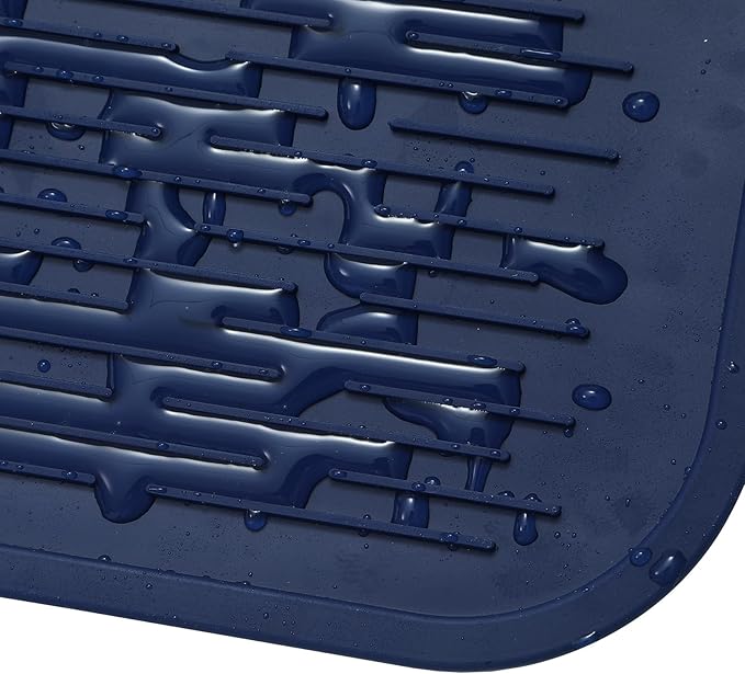 Silicone Dish Drying Mat for Multiple Usage,Easy clean,Eco-friendly,Heat-resistant Silicone Mat for Kitchen Counter or Sink,Refrigerator or Drawer Liner Navy Blue 5XL 36inches x 18inches