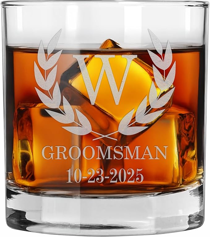 Blue Ridge Mountain Gifts 11 oz Engraved Whiskey Glass – Personalized Groomsmen Gift – Custom Etched Glass for Best Man & Wedding Party – Heavy Base, Groomsman Gifts (1)
