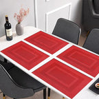 PIGCHCY Vinyl Placemats Set of 12 Washable Durable Kitchen Easy to Clean Plastic Placemats for Dining Table (Passionate Red)