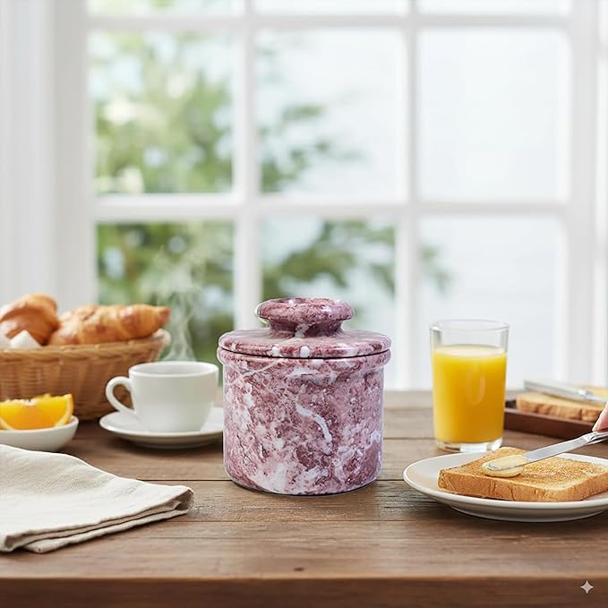 Green Onyx Butter Keeper, Round Marble Butter Dish, 4 inches, 3.5 inch Diameter (Strawberry Pink, 4 Inch)