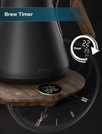 Gooseneck Electric Kettle with ±1℉ Temperature Control for Pour Over Coffee & Tea, Quick Heating, BPA-Free Stainless Steel, Built-in Brew Timer, 1500W/0.9L (Rainforest)