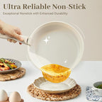 15-Piece Ceramic Nonstick Pots and Pans Set – Kitchen Cookware with Detachable Handle, RV Camping Cookware Set – Oven & Dishwasher Safe, PFOA-Free – Cream White