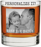 Personalized Fathers Day Printed Photo 11oz Whiskey Glass - Custom Dad Gifts, Bourbon Gifts for Men, Customized Father Picture, Boyfriend, Husband, Birthday, Groomsmen