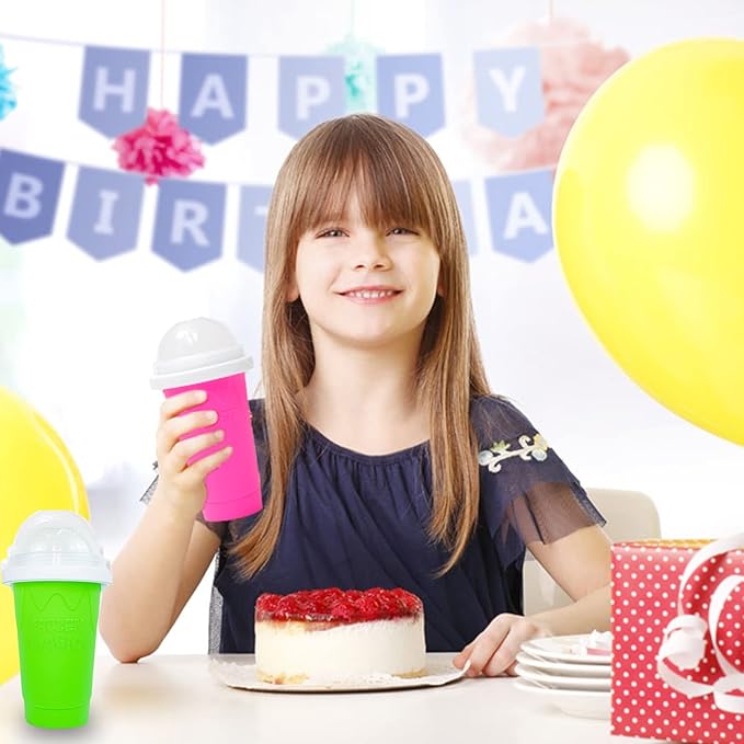 Magic Slushy Maker Squeeze Cup Slushie Maker, Homemade Milk Shake Maker Cooling Cup Squee DIY Birthday Gifts for Kids (Green)