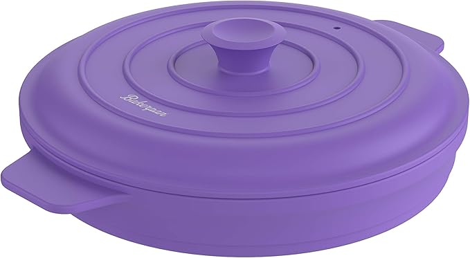 Bakerpan Silicone Microwave Steamer for Vegetables, Air Fryer Pot with Lid, Collapsible Silicone Steamer for Cooking, 64 Fl oz Capacity