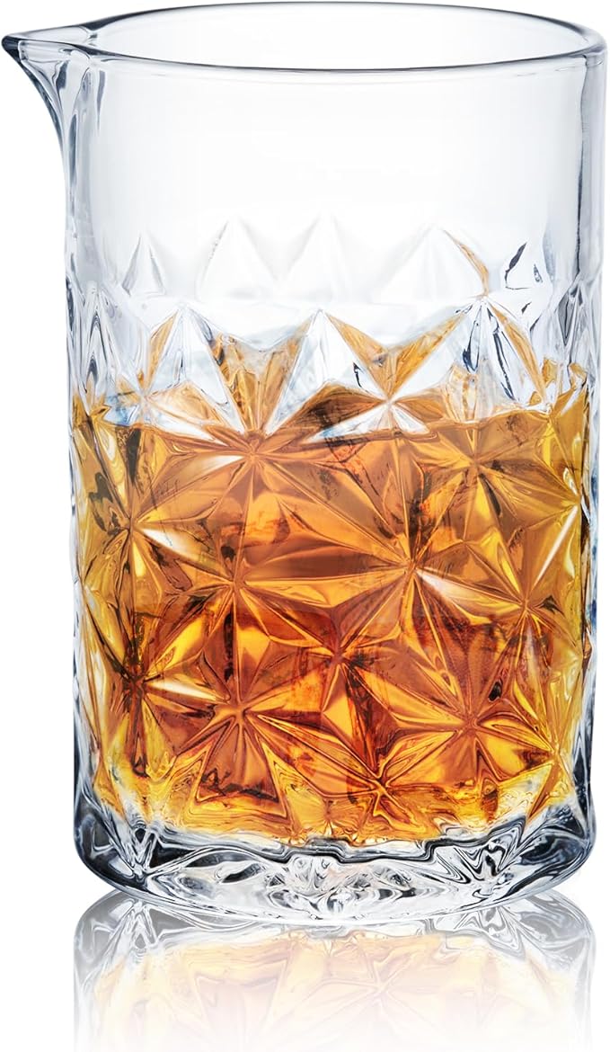 KITESSENSU Cocktail Mmixing Glass 24oz 710ml - Crystal Bartender Accessories Glass Beaker to Mix & Stir Cocktails - Thick and Sturdy Bottom - Premium Seamless Design