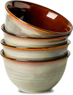 MEKY Soup Bowls, 40oz Large Deep Stoneware Cereal Bowls for Salad, Pasta, Popcorn - Dishwasher & Microwave Safe Set of 4, Elegant Stackable Porcelain Kitchen Dining Serveware, Brown