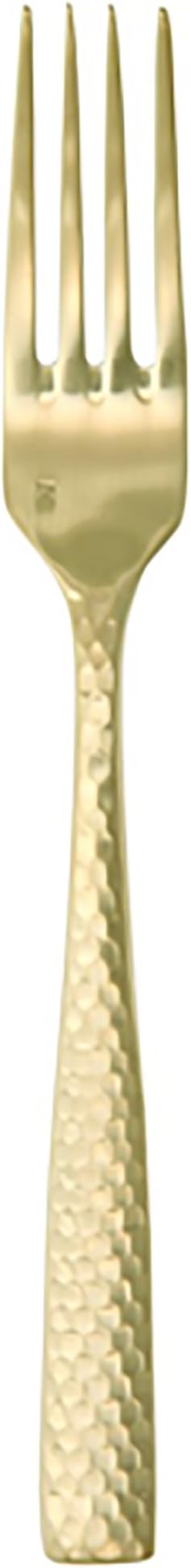 Fortessa Lucca Faceted 18/10 Stainless Steel Flatware, Dinner/Table Fork, 8", Set of 12, Brushed Gold