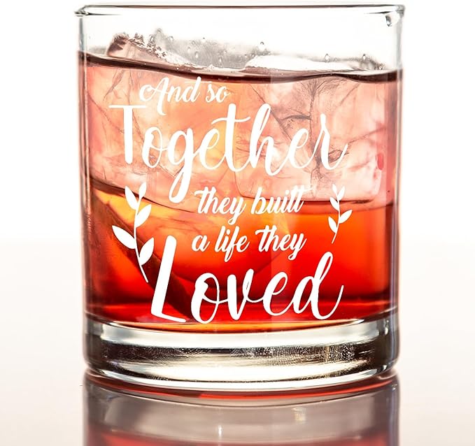 kunlisa and So Together They Built a Life They Loved Whiskey Glasses, Wedding Gifts for Newlyweds Couples, 10 oz Drinking Rocks Glasses for Women Men Whisky Cocktail Scotch Bourbon Liquor