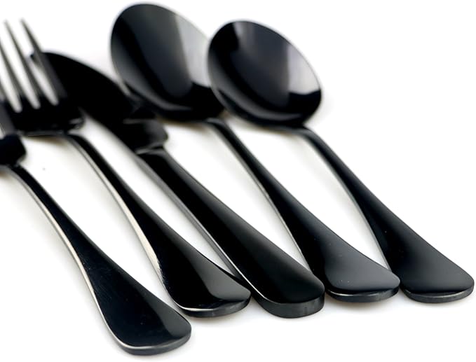 30-Piece 18/0 Stainless Steel Classical Flatware Set, Mirror Polishing Black, Service for 6