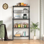 Leteuke Bakers Rack with Storage for Kitchen, NSF Certified 4-Tier Adjustable Coffee Cart Station with Wheels 10 S-Hooks Microwave Stand Kitchen Storage Shelf Metal Storage Rack 30 x 14 x 59 Inches, B