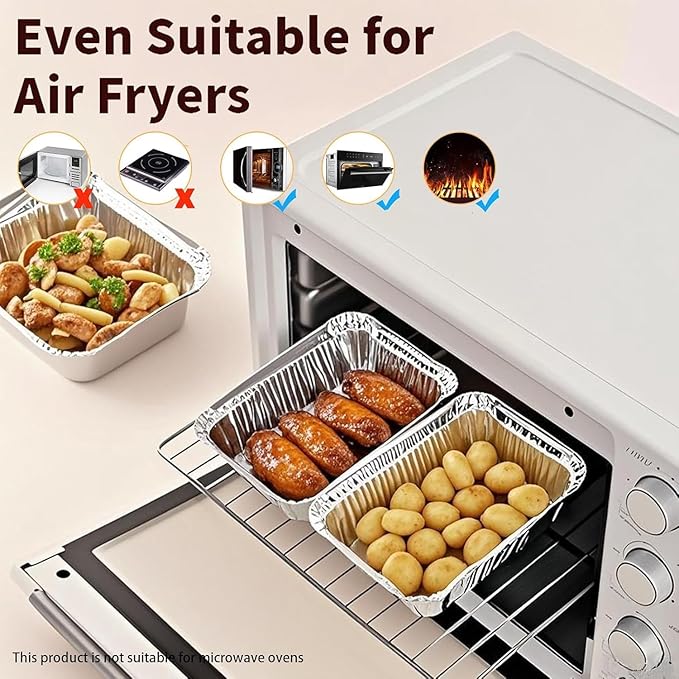 BIBRADAA®Aluminum Pans with Lids,74.4oz(12Pack),37.2oz(10Pack),23.7oz(13Pack),Foil Pans with Lids(Cardboard Covers),Disposable Tin Foil Pans,for Baking, Meal Prep and Freezer, Takeout.