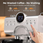20 Bar Espresso Machine,Compact Stainless Steel Cold Brew & Hot Coffee Machine with Steam Wand,LED Display,50 oz Removable Water Tank,Cappuccino Machine for Home,Semi-Automatic,Silver