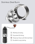 Manual Coffee Grinder, Photway Coffee Bean Grinder with CNC Stainless Steel Conical Burr and Adjustable Coarseness for French Press Coffee Office Traveling Camping Gift - Black Hand Coffee Grinder