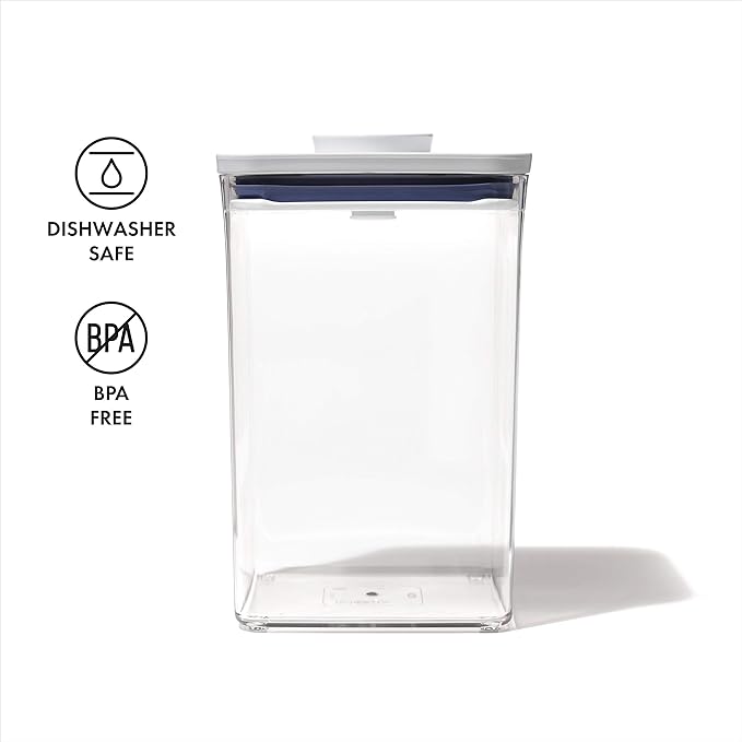 OXO Good Grips POP Container - Airtight Food Storage - Big Square Medium 4.4 Qt Ideal for 5lbs of flour or sugar (Pack of 4)