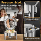 Chafing Dishes for Buffet, 6QT Round Stainless Steel Chafing Dish with Transparent Hydraulic Lid, 304 Food Pan, Buffet Warmer for Parties and Events (Silver)