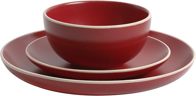 Gibson Home Rockaway 12 Piece Dinnerware, Red Matte