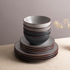 Famiware Venus Ceramic Plates and Bowls Sets, Speckled Dinnerware Dish Sets for 8 (24 Pieces) - Microwave and Dishwasher Safe, Matte Multi-color