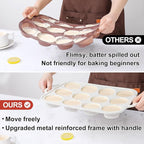 Silicone Muffin Pans for Baking, Metal Reinforced Frame Jumbo 6 Cups & Regular 12 Cups Cupcake Pan Nonstick Muffin Pan for Homemade Baking Easy to Handle