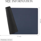 MOSAYT Vinyl Placemats Set of 8, Heat Resistant Place Mats 100% Waterproof Washable & Wipeable Faux Leather Reversible Table Mats for Kitchen Dining Party Indoor Outdoor, 12" x 17", Black/Navy