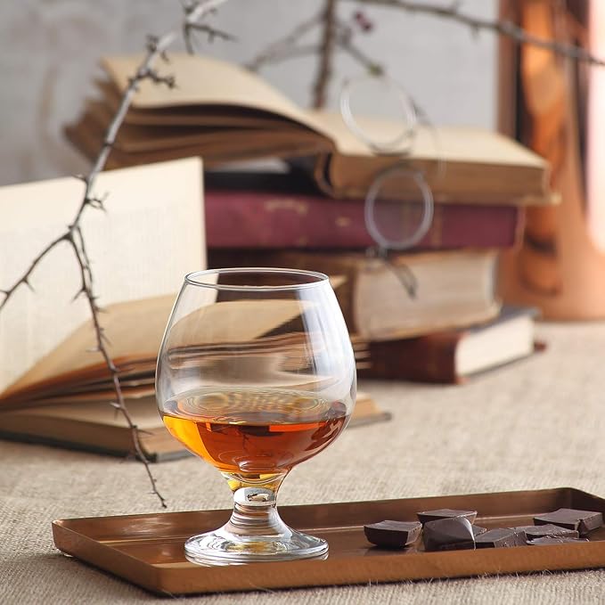 LAV Brandy Snifters Glass Set | Dishwasher Safe, Short Stem Balloon Glasses, Glass Goblets for Spirits, Bourbon Whiskey, Cognac, Scotch, Beer Tasting Glasses | 13.25 oz | Set of 6