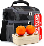 FlowFly Double Layer Cooler Insulated Lunch Bag Adult Lunch Box Large Tote Bag for Men, Women, With Adjustable Strap,Front Pocket and Dual Large Mesh Side Pockets