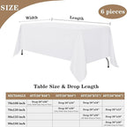 Fitable White Tablecloths for Rectangle Tables, 6 Pack - 70 x 120 Inches - Reusable and Washable Table Clothes for 6-8 Ft Tables, Polyester Fabric Table Covers for Wedding, Party, Banquet