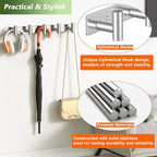 Wall Mounted Coat Rack-5 Hooks, Heavy Duty Stainless Steel Hook Rail for Towel Coat Hat Purse Bag Jacket, Towel Hooks for Entryway Bathroom Kitchen (Silvery 5 Hooks - 1 Pack)