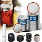 Mason Jar Lids 48 Pack: 24 Wide Mouth + 24 Regular Mouth Canning Lids, Vacuum Seal Food-Grade Canning Supplies Compatible with Electric Vacuum Sealers
