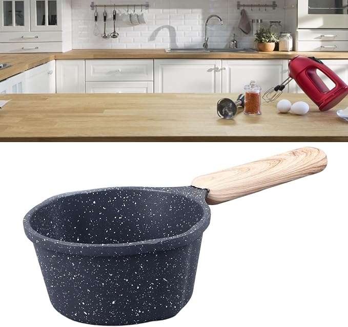 Mini Non Stick Sauce Pan,1.2 L Milk & Butter Warmer, Deep Pour Spout Pot for Heating Oil, Soup, Gravy & Baby Food Dishwasher Safe Cookware for All Stoves Black