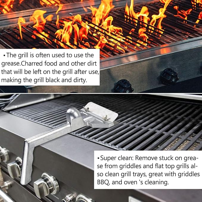 LRui Griddle Scraper Heavy Duty Grill Scraper Set with 5 Replacement Blades and Small Slant Edge Grill Scraper Flat Top Grill Accessories Griddle Cleaning Kit