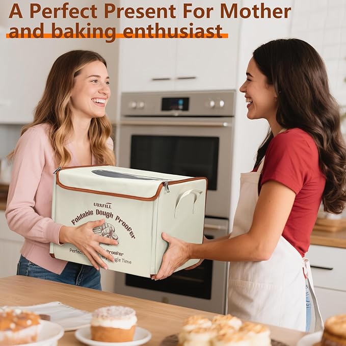 Folding Bread Proofing Box with Temp Control(50-122℉) & 48H Timer, Dough Proofer with Metal Rack, Proofing Box for Sourdough, Bread Baking, Pizza, Yogurt, Kombucha, Space-Saving & Easy to Use