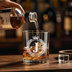 Whiskey Glasses - Rocks Old Fashioned Glass Gifts for Men, Monogrammed A-Z 10oz Personalized Whisky Glasses, Christmas Birthday Gifts for Men Him Dad Father Husband Brother Son (J)