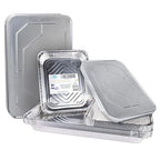 IDL Packaging Aluminum Foil Pans with Lids, Shallow - 15 pc Chafing Dish Set - 5 Full Size and 10 Half Size Steam Table Pans + Lids - Disposable Cookware for Catering, Buffet, Party, BBQ