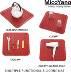 Silicone Dish Drying Mat for Multiple Usage,Easy clean,Eco-friendly,Heat-resistant Silicone Mat for Kitchen Counter or Sink,Refrigerator or Drawer Liner Red 2XL 24 inches x 18 inches