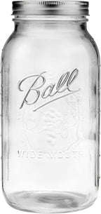 Ball Wide Mouth Glass Mason Jars with Lids and Bands, Used for Canning, Pickling, Juice, Jam, Jelly, Half Gallon Size 64 Ounce (Pack of 2)