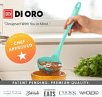 DI ORO Silicone Ladle – Soup Ladle for Cooking & Serving Heat-Resistant - Large Kitchen Soup Ladle Nonstick Cookware Safe - Soup Serving Spoon with Wide Bowl - Silicone Utensil Dishwasher Safe (Mint)