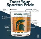 Greenline Goods – Michigan State University Spartans College Whiskey Glasses (Set of 2), 10 oz – Full-Color Logo + Campus Map