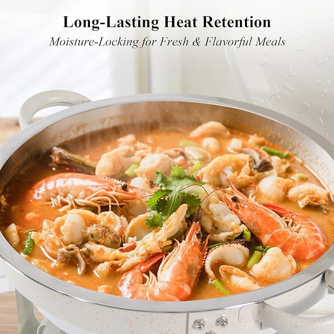 Chafing Dishes for Buffet 2 Pack, 5QT Food Warmers with Maifanite-Coated Pans, Stainless Steel Chafer Set for Parties, Wedding, Birthday, Catering, Church Events