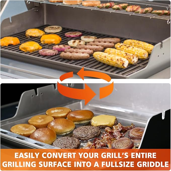 7637 Full-Size Griddle Insert for Weber Spirit I & II 200 Series Gas Grills, Flat Top Griddle for Spirit E210 E220 E215 S210 S220 Grill, Outdoor Indoor Griddle with Removable Handles