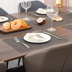 Myir JUN Placemats Set of 6, Vinyl Woven Placemats Place Mats Indoor Washable Table Mats Non-Slip Place mats for Dining Table (Dark Gray, Set of 6)